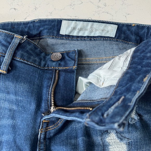 TREASURE & BOND | Skinny Fit Distressed Patched Blue Jeans Size 26W - Picture 5 of 9